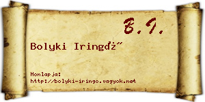 Bolyki Iringó névjegykártya